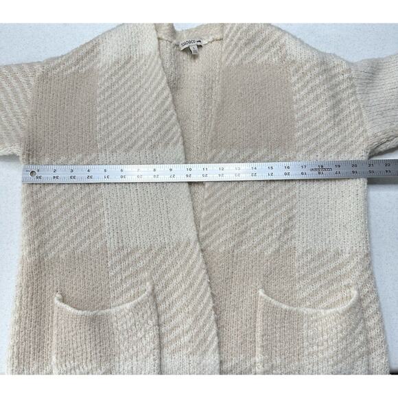 Toad Co Sweater Womens Small Cardigan Wool Blend Plaid Beige Cream Open Cozy - Picture 9 of 9